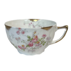 Vintage France Depose Limoges Porcelain Tea Cup Gold Pink Yellow Flowers
